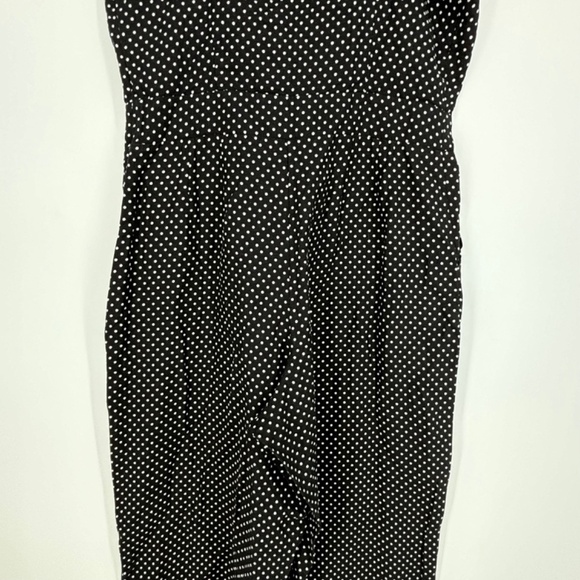 Loft Womens Size 10 Sleeveless Jumpsuit Black White Polka Dot Wide Leg Cropped - Picture 13 of 16